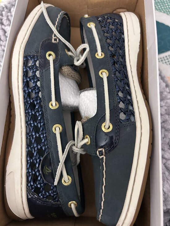 Sperry Shoes - Women's Sperry Top Sider Boat Shoes Size 10 Navy and Beige